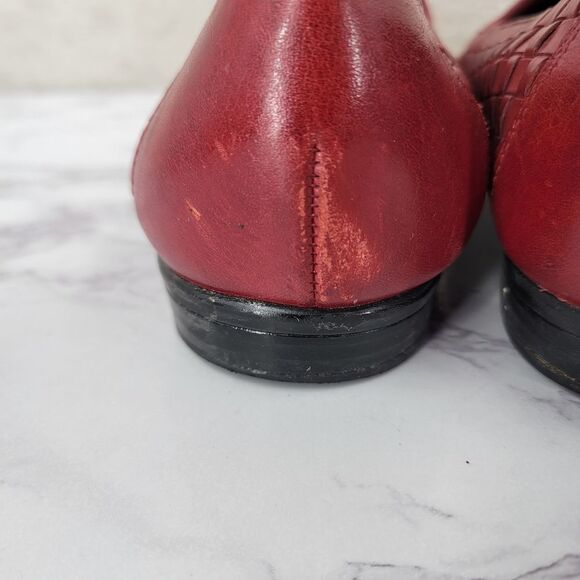 Cabin Creek Carly Ox Blood Women's Red Leather Woven Loafers Size 11M - Picture 5 of 12